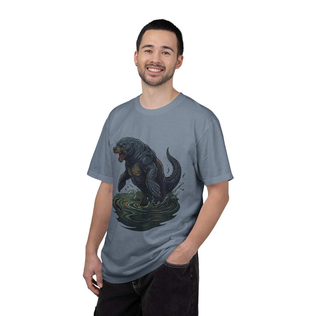 Color: Blue Jean | Bunyip (Australian Aboriginal Mythology) Unisex Garment-Dyed Tee