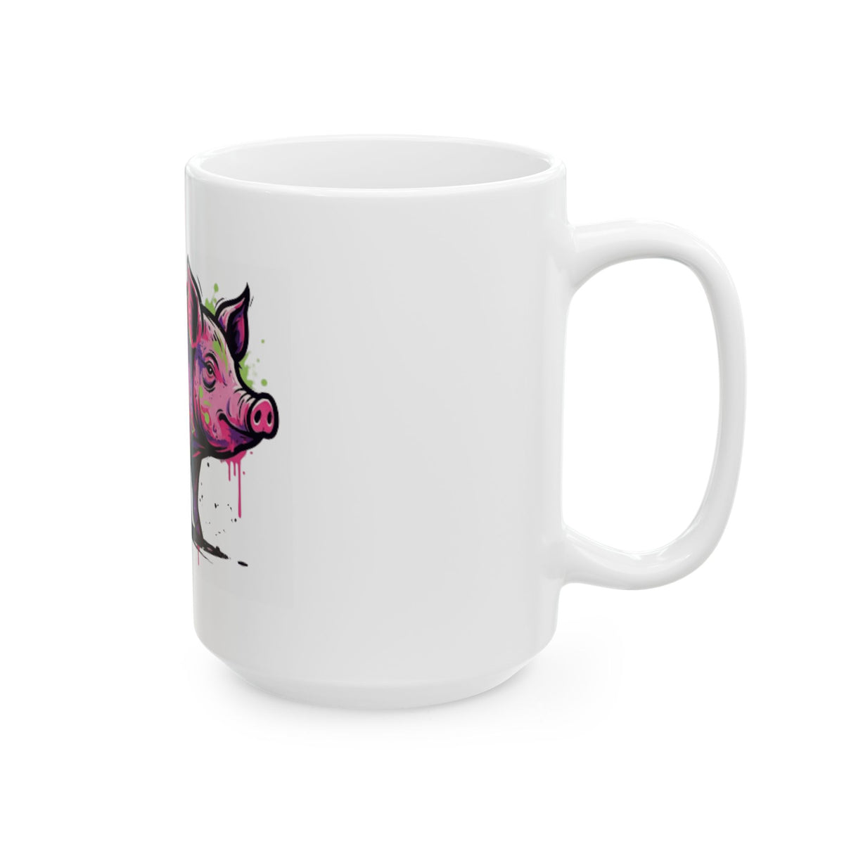 "Barnyard Pig" White Ceramic Mug