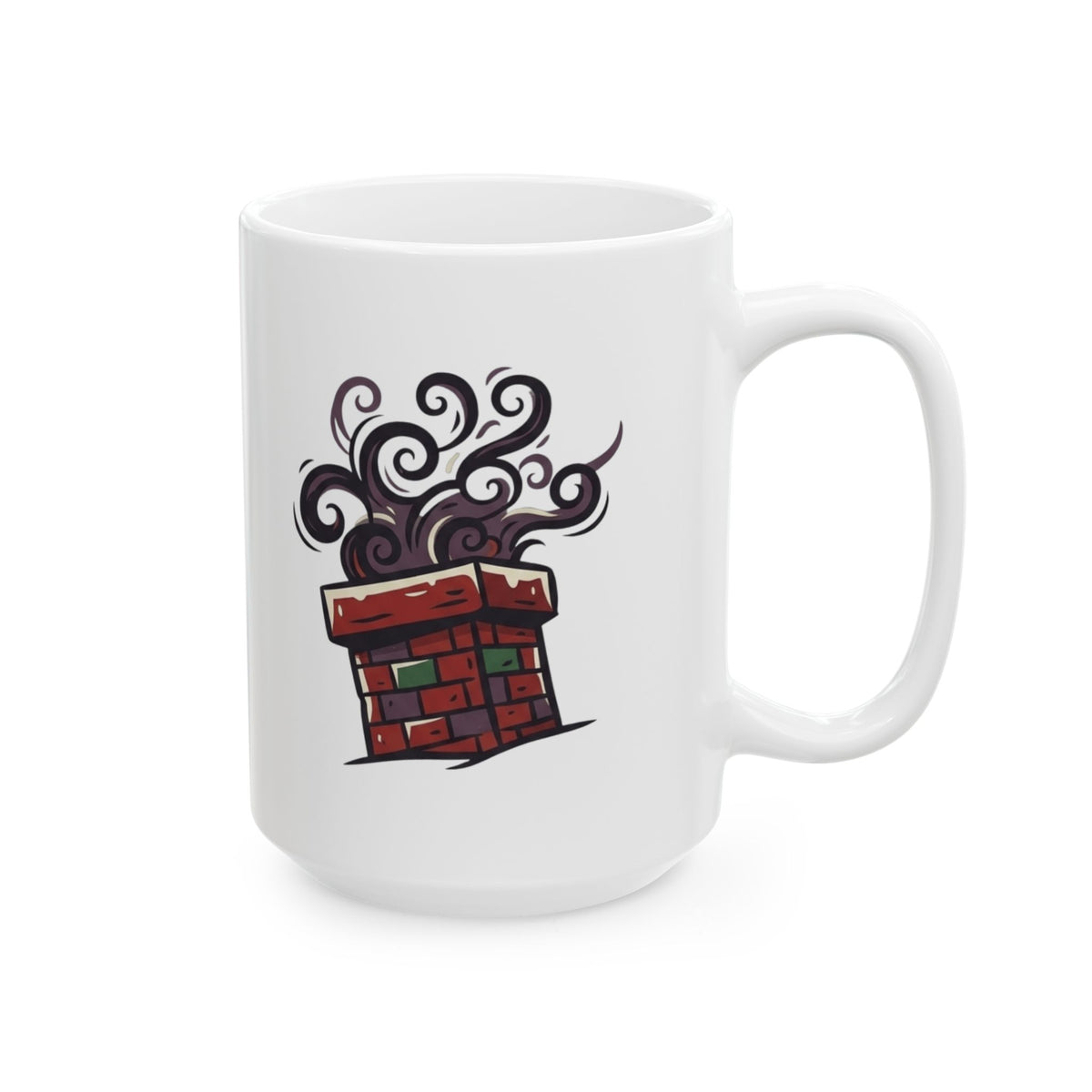 "Up On The Housetop Doing Naughty Stuff" White Ceramic Mug — Graphic