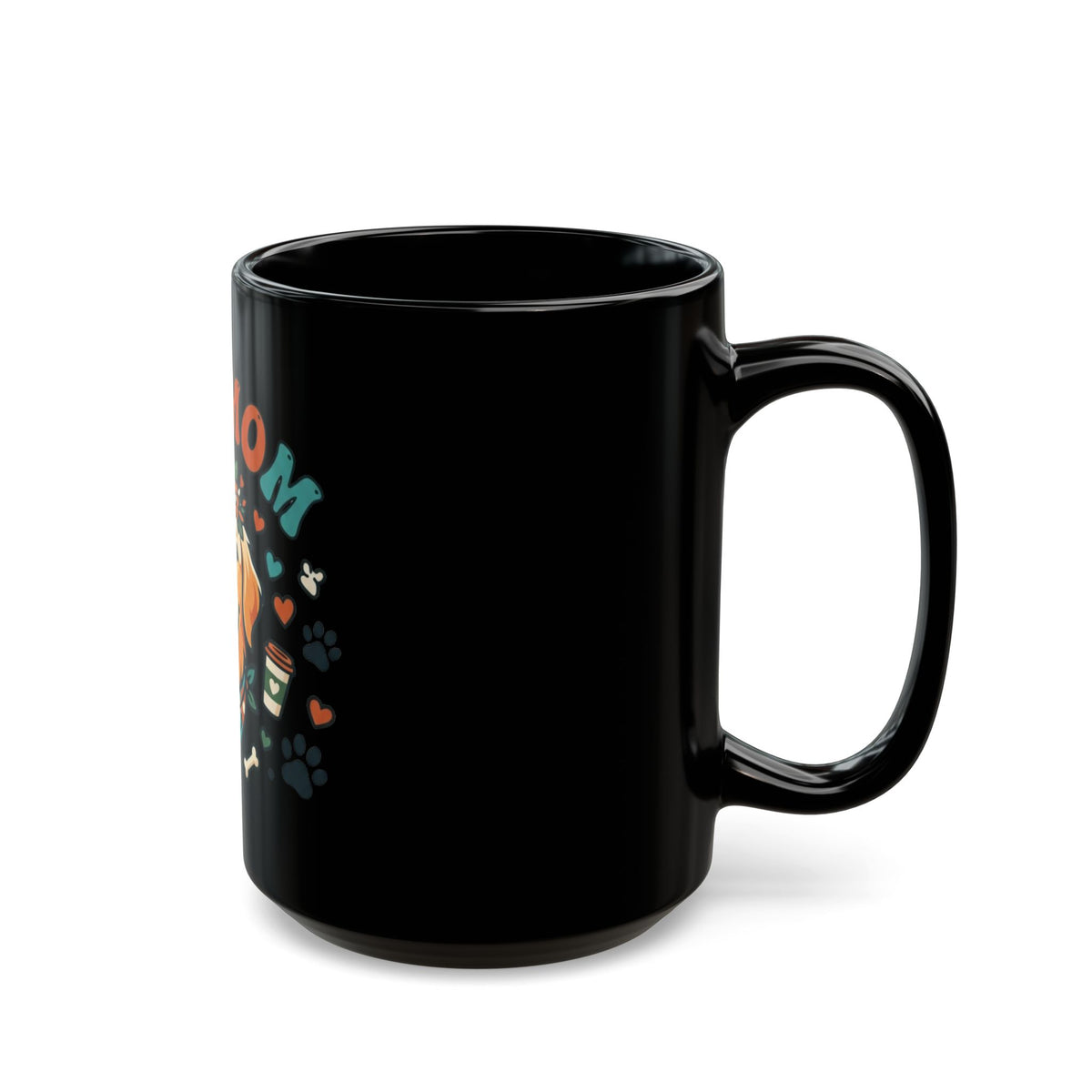 "Dog Mom" Black Ceramic Mug