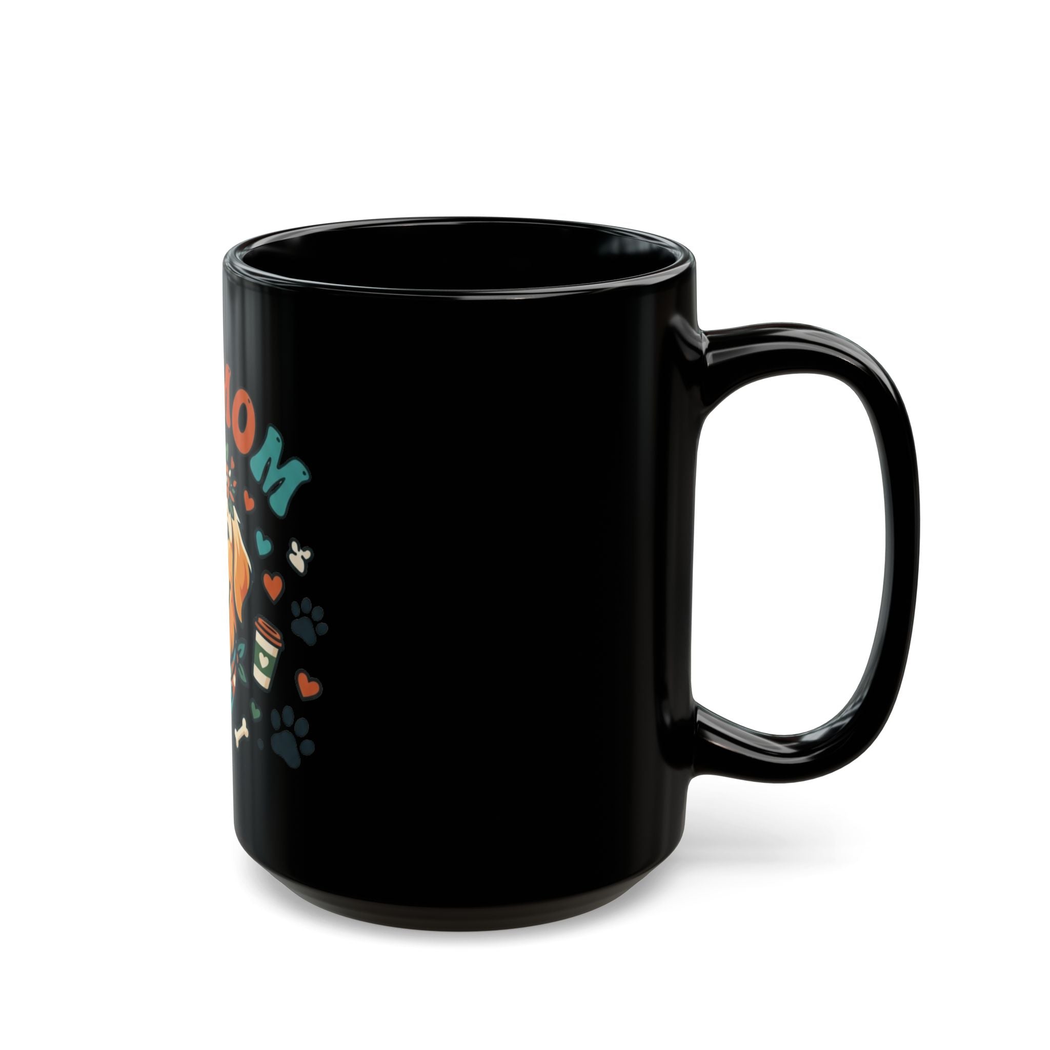 "Dog Mom" Black Ceramic Mug