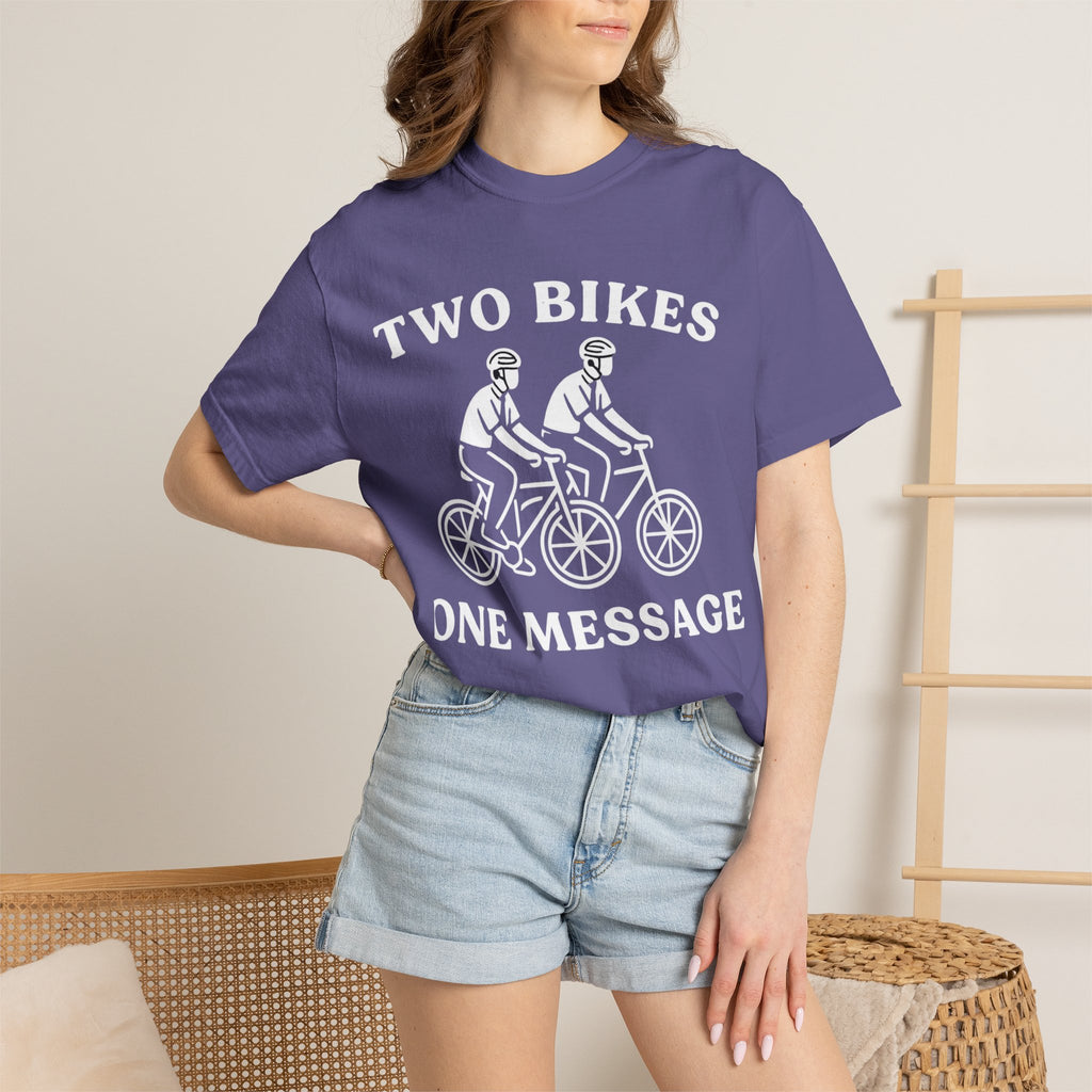"Two Bikes, One Message" Unisex Garment-Dyed T-shirt