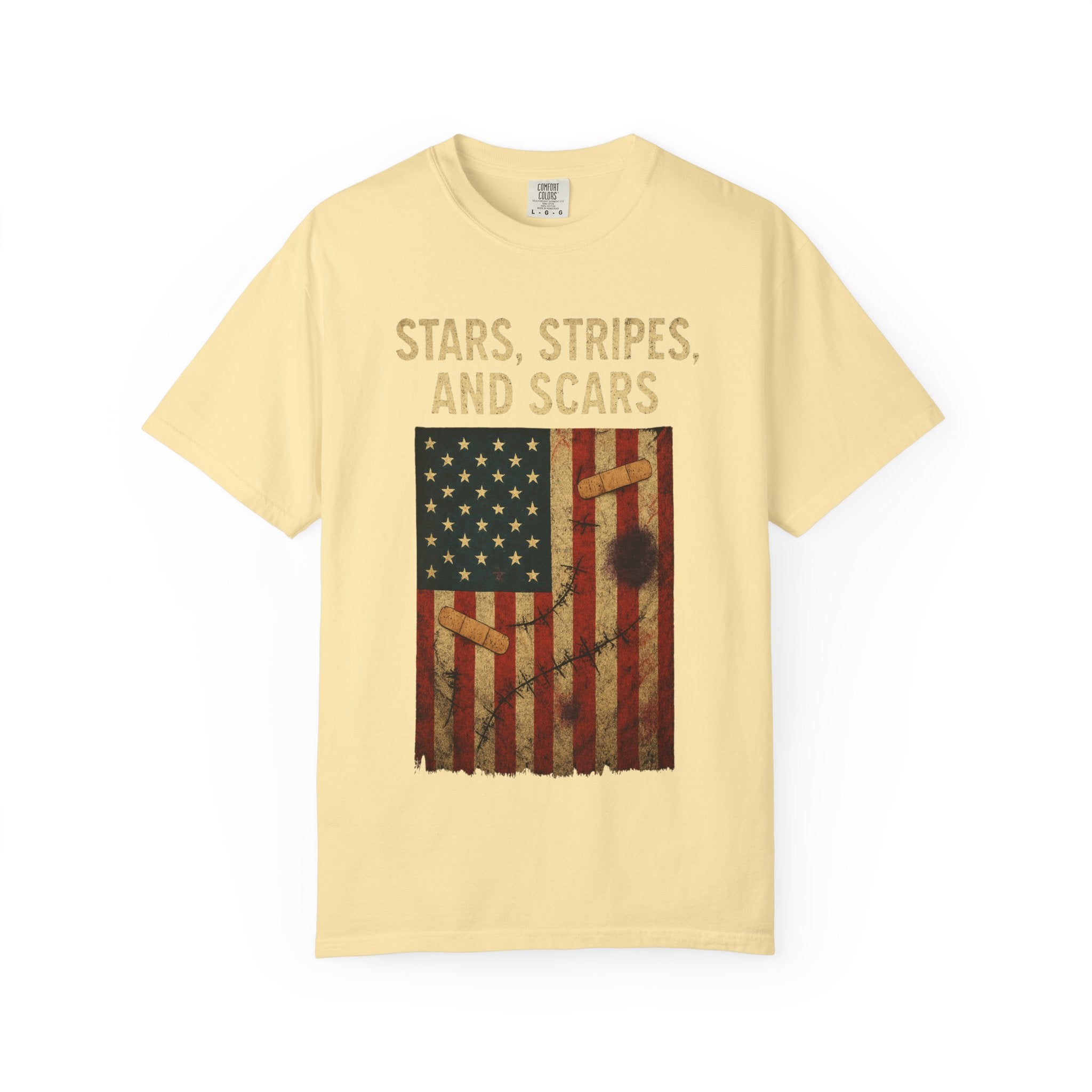 "STARS, STRIPES, AND SCARS" Unisex Garment-Dyed T-shirt