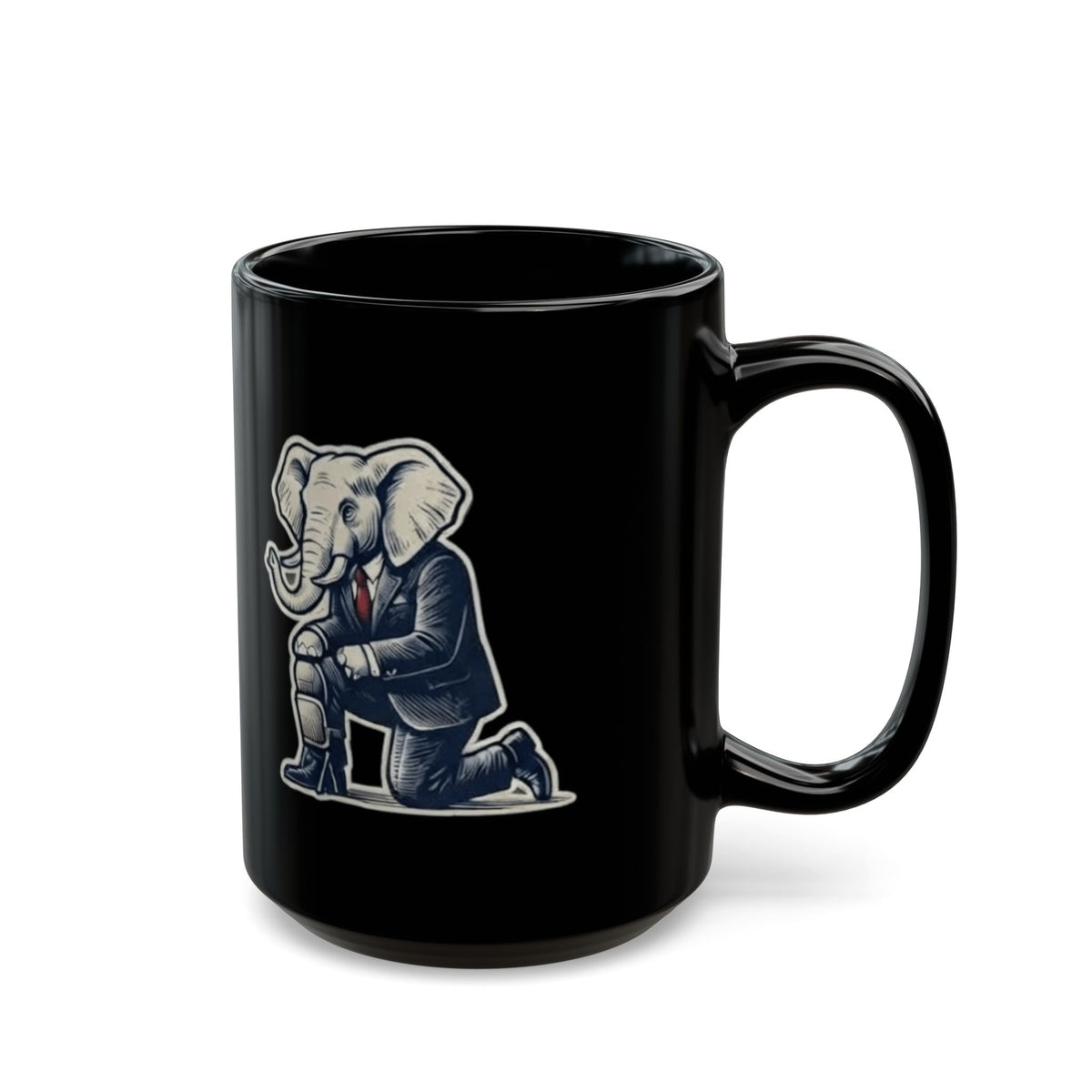 "The Knee Pad Caucus" Black Ceramic Mug — Graphic