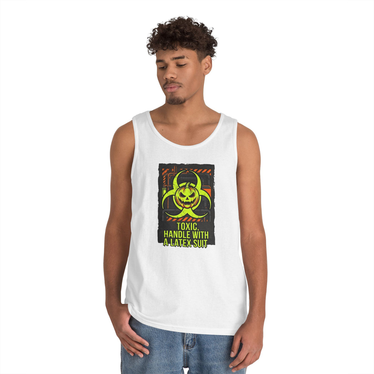 Color: White | Toxic handle With Latex Tank Top