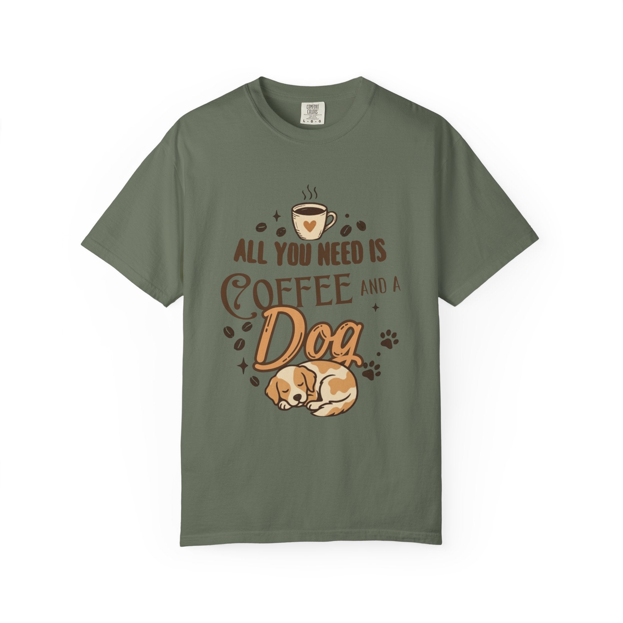 "Coffee and a Dog" Unisex Garment-Dyed Tee