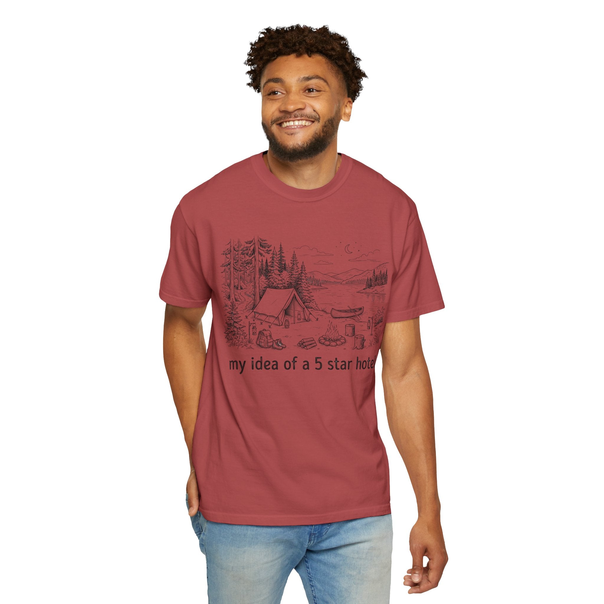 "Five Star Hotel Black Line Art" Unisex Garment-Dyed Tee