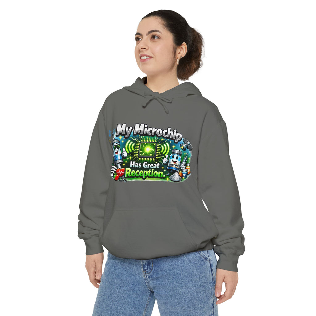 Great Reception Microchip | Garment-Dyed Hoodie — AttitudeShirts