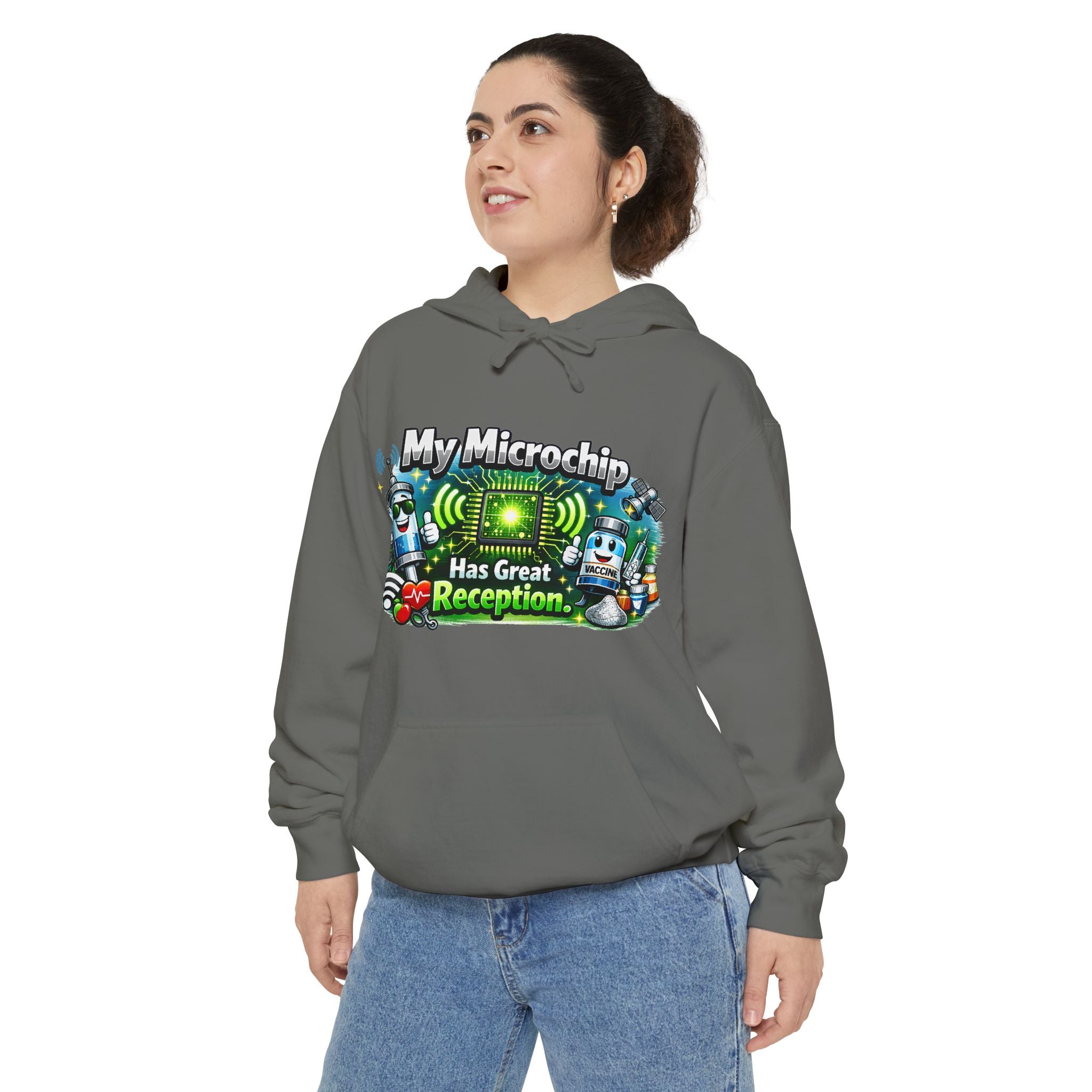 Great Reception Microchip | Garment-Dyed Hoodie — AttitudeShirts