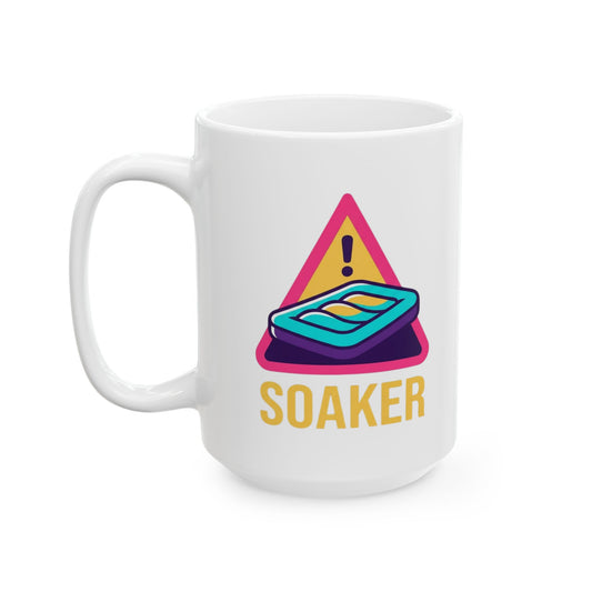 "Professional Soaker" White Ceramic Mug — Graphic