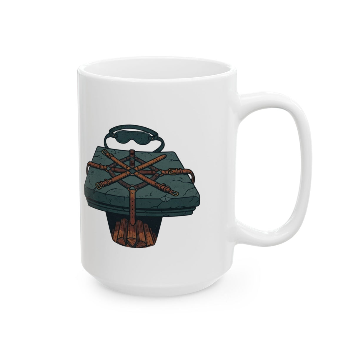 "Good Book Series Bound & Blindfolded" White Ceramic Mug — Graphic