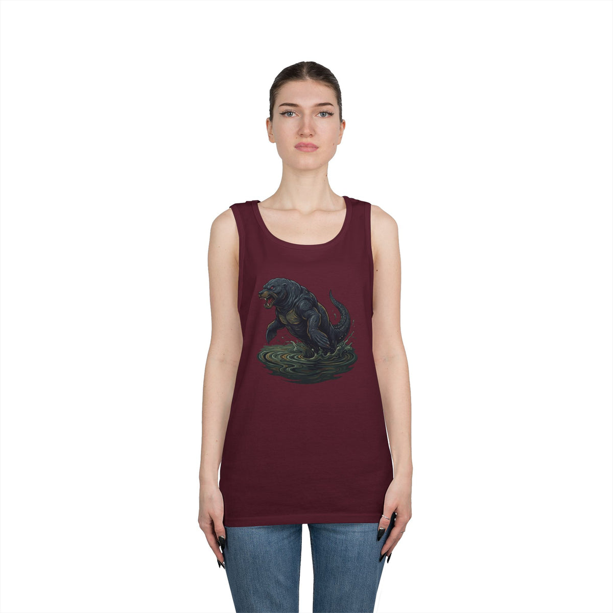 Color: Maroon | Bunyip (Australian Aboriginal Mythology) Tank Top