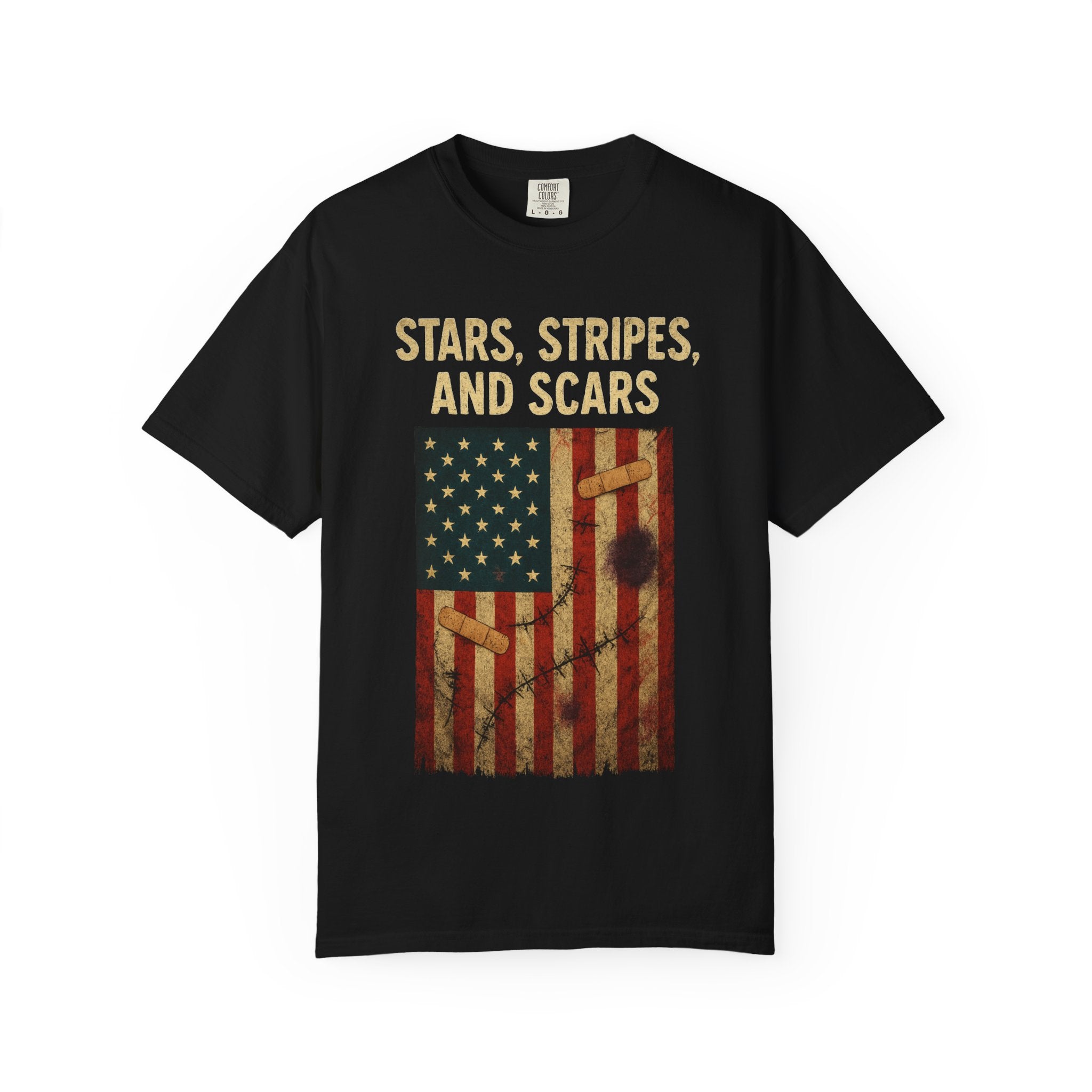 "STARS, STRIPES, AND SCARS" Unisex Garment-Dyed T-shirt