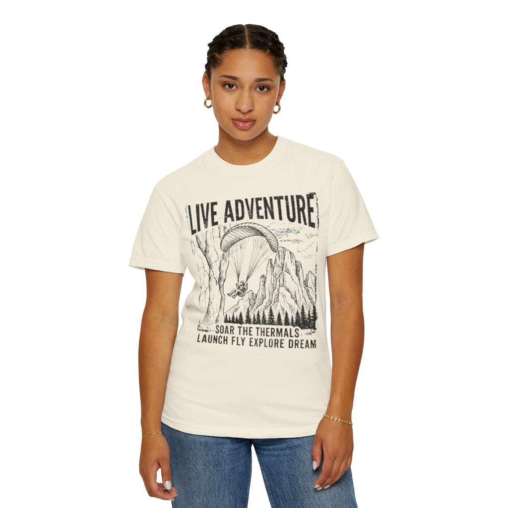 "Live Adventure - Soar the Thermals" Unisex Garment-Dyed Tee