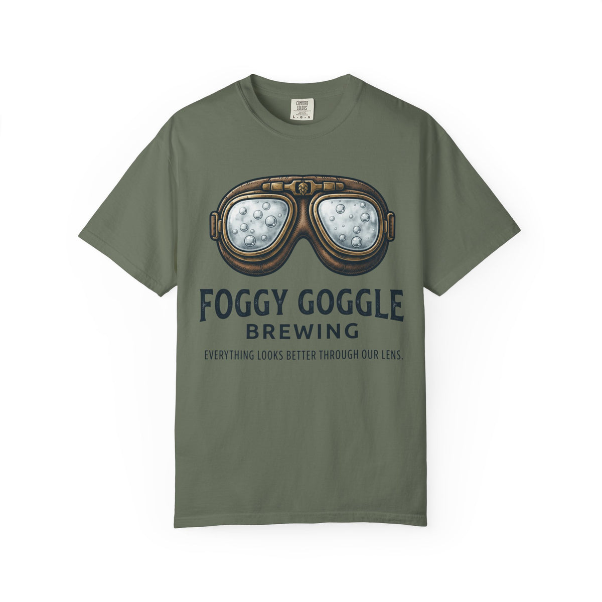 Color: Moss | Foggy Goggle Brewing Unisex Garment-Dyed Tee