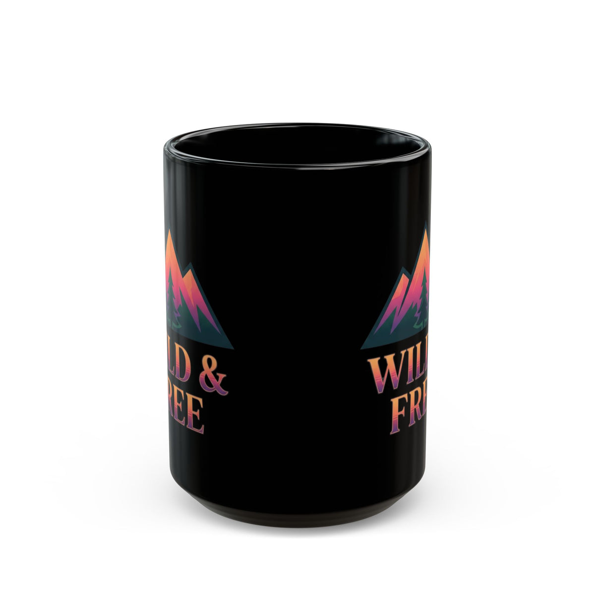 "Wild & Free" Black Ceramic Mug — Graphic