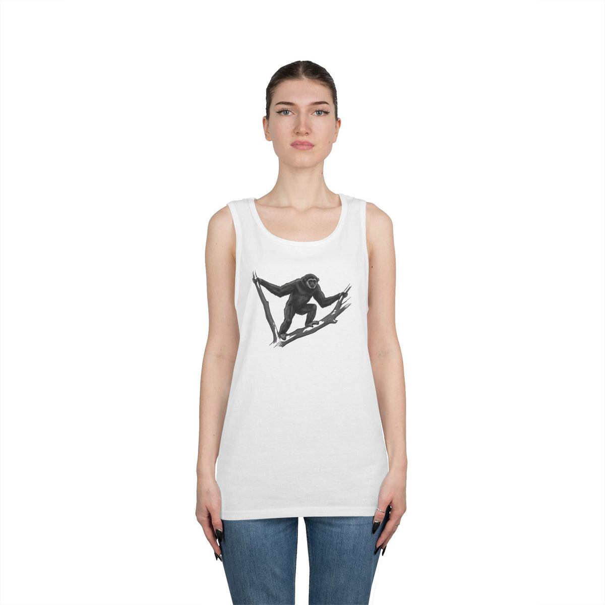"Pencil Sketch Art Gibbon" Tank Top