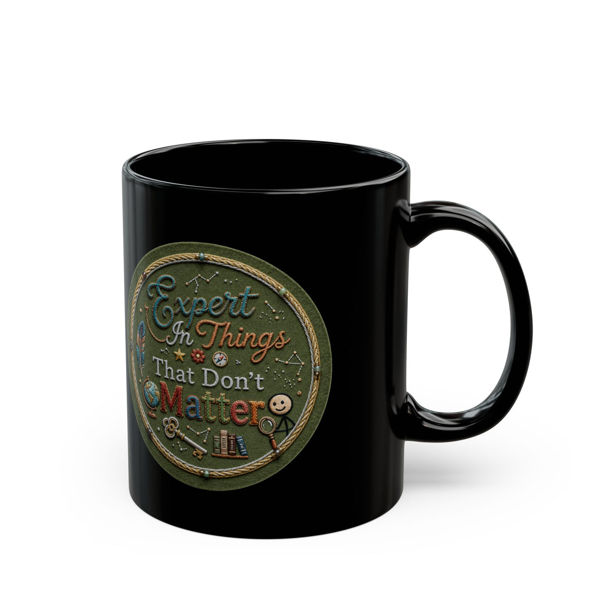"Expert In Things That Don't Matter" Black Ceramic Mug