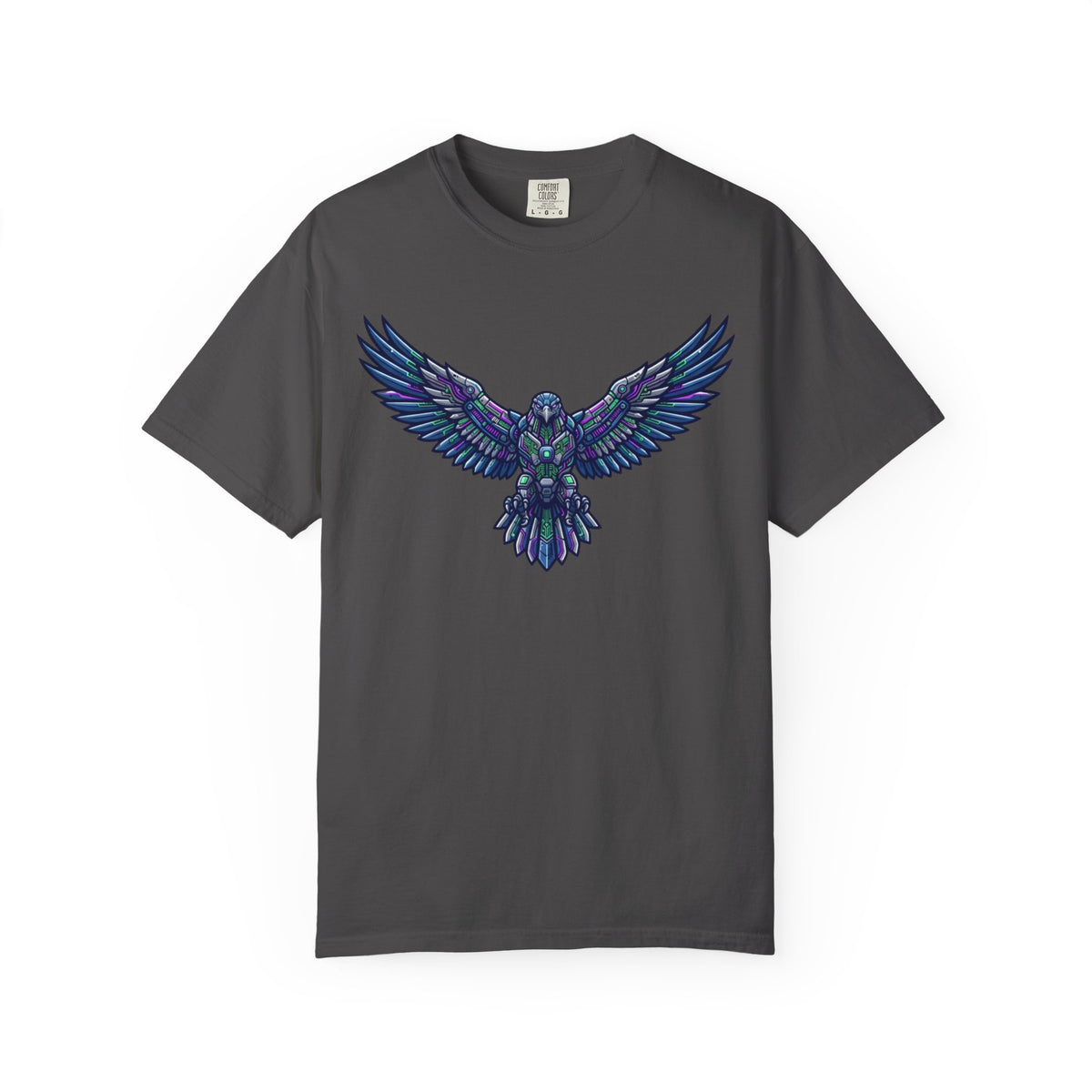 Color: Graphite | Cyber Falcon Unisex Garment-Dyed Tee