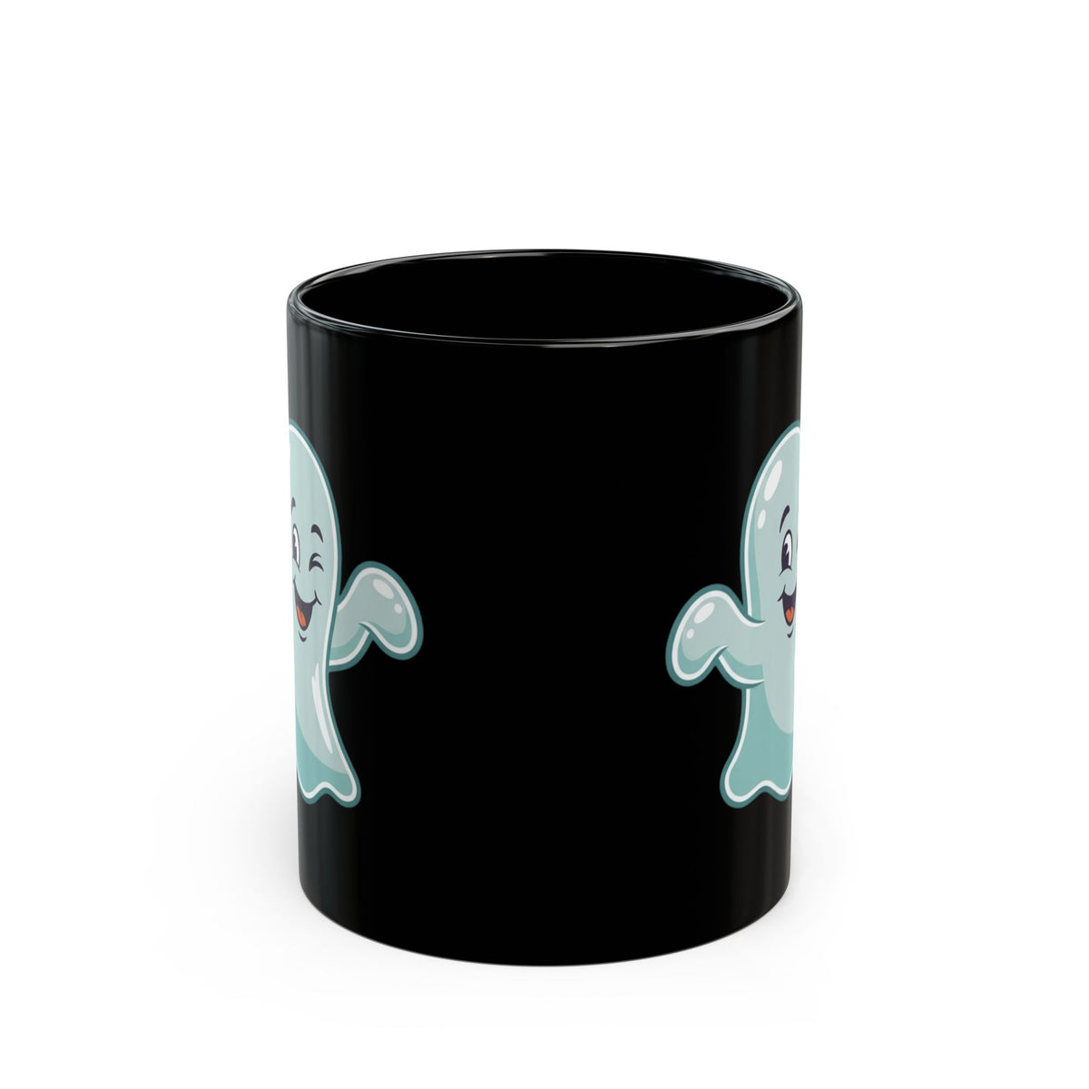 "Ghost Flakes" Black Ceramic Mug — Graphic