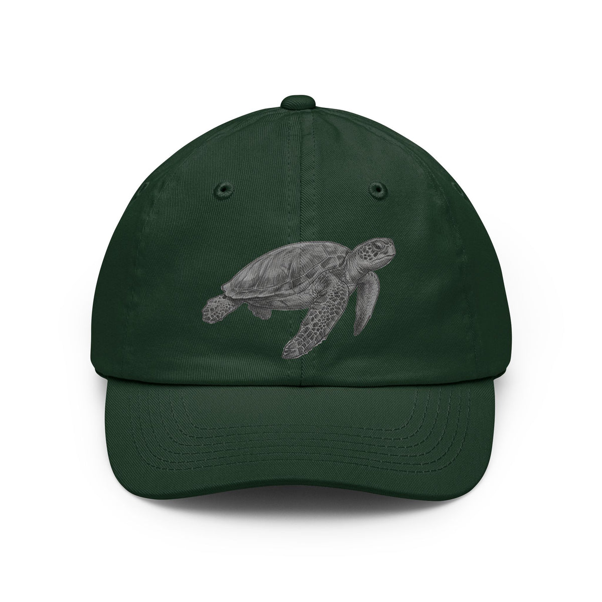 Color: Forest Green | Pencil Sketch Art Sea Turtle Dad Hat