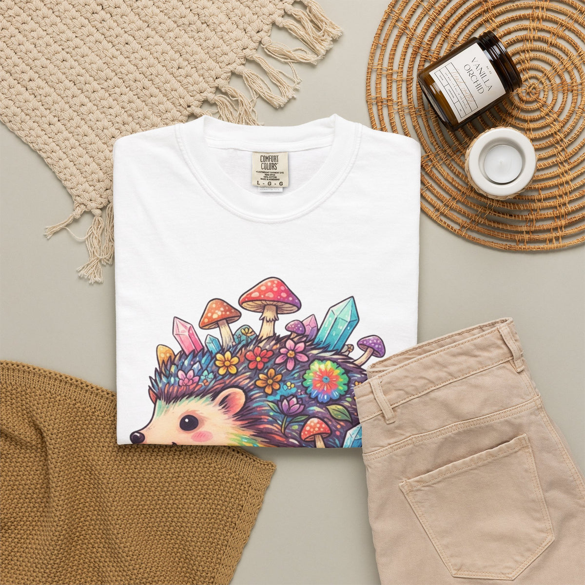 Hippy Hedgehog Unisex Garment-Dyed Tee
