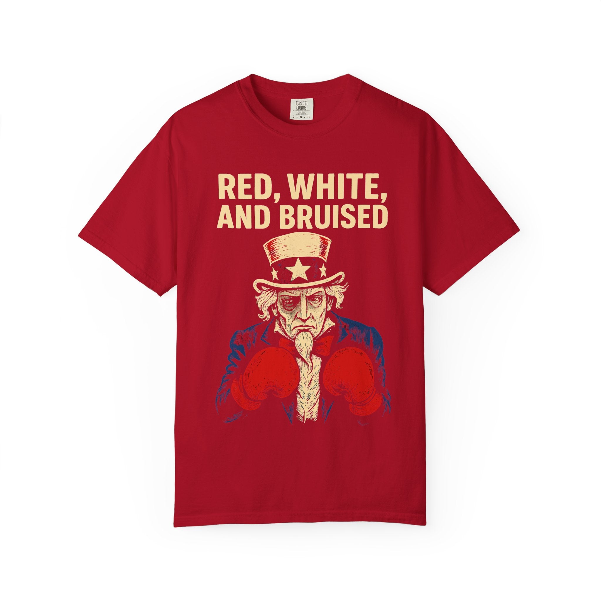 "RED, WHITE, AND BRUISED" Unisex Garment-Dyed T-shirt