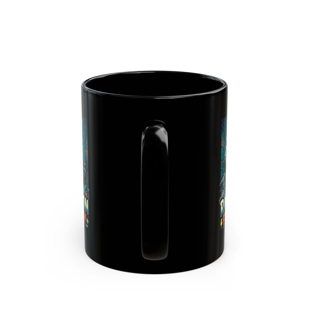 "Raccoon Energy" Black Ceramic Mug