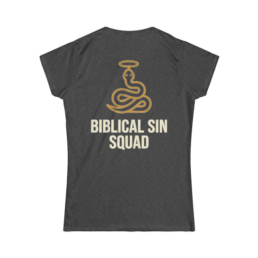 Color: Dark Heather | Good Book Series Biblical Sin Squad Women's Tee