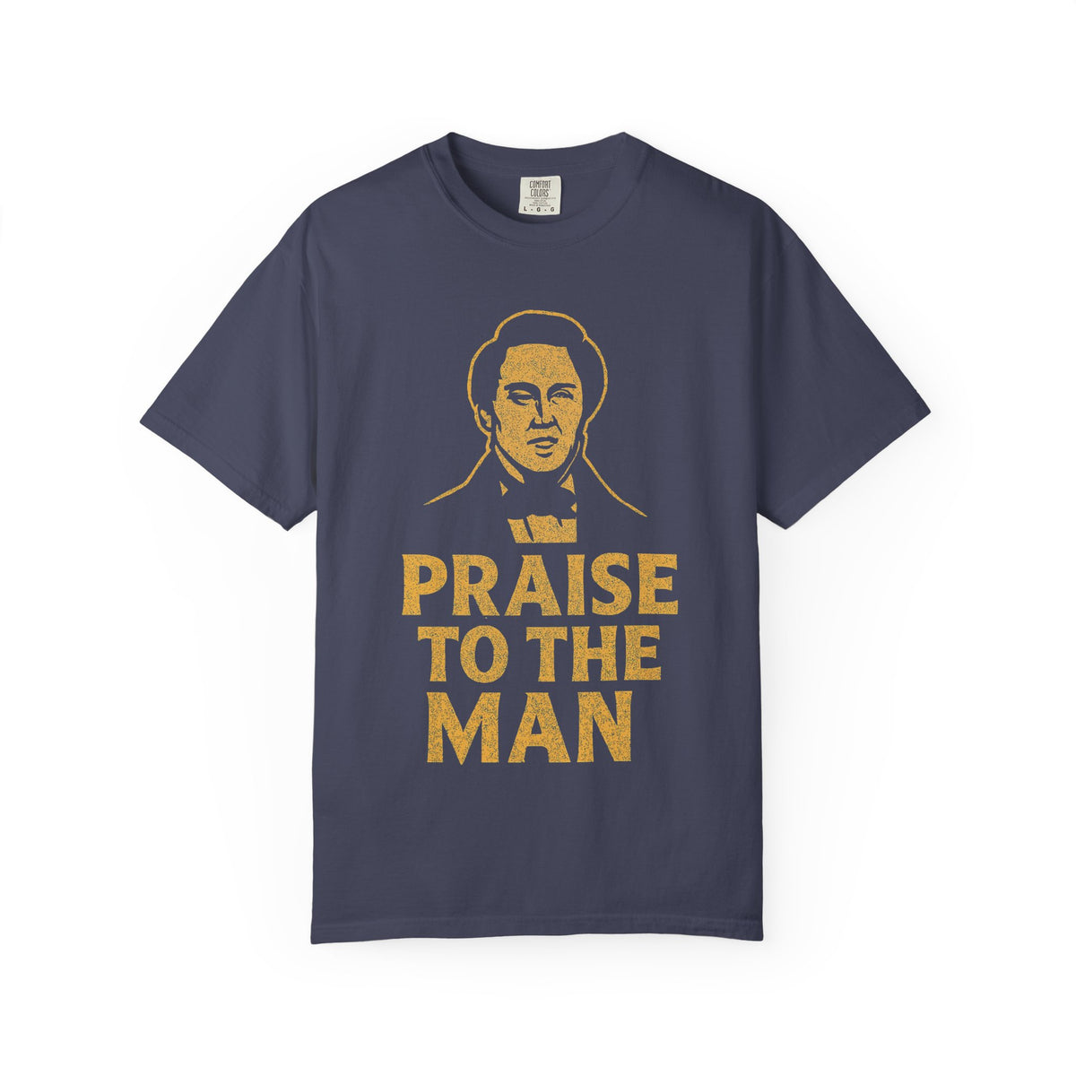 Color: Denim | Praise to the Man Unisex Garment-Dyed T-shirt