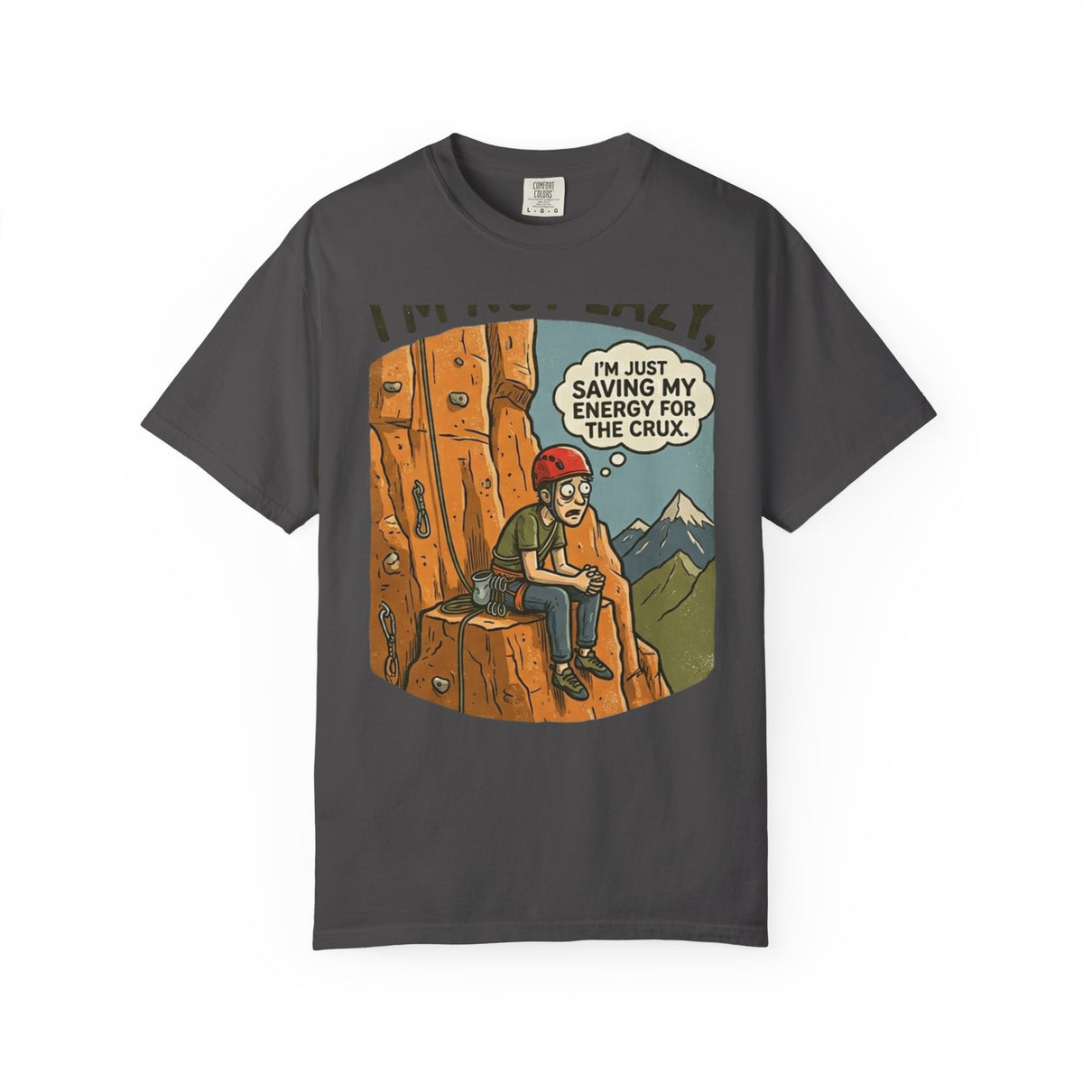 Color: Graphite | Saving Energy for the Crux Unisex Garment-Dyed Tee