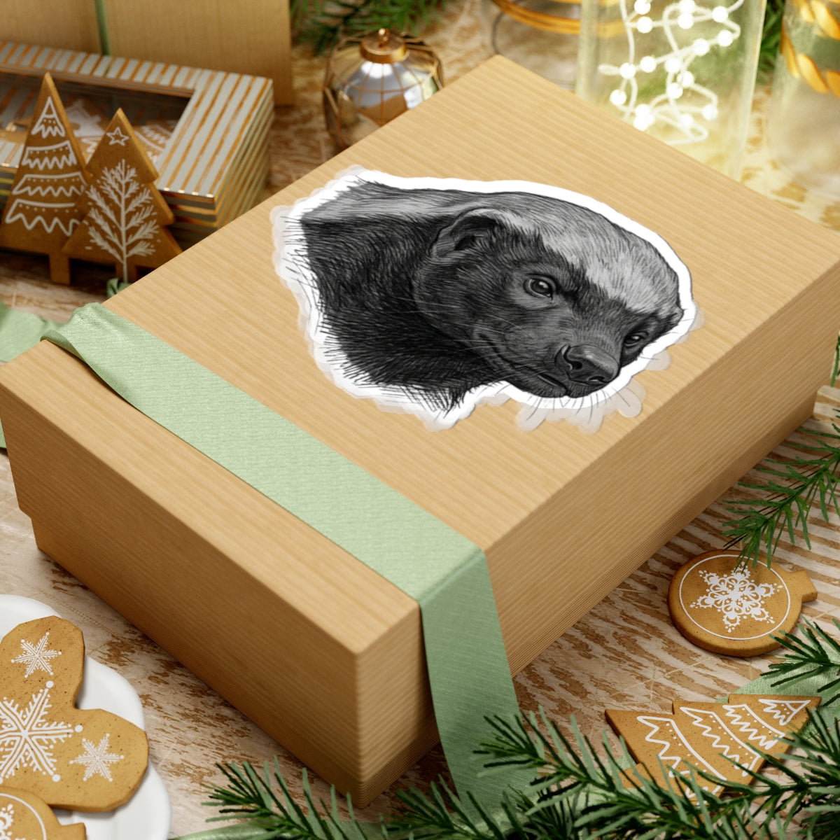 "Pencil Sketch Art Honey Badger" Sticker