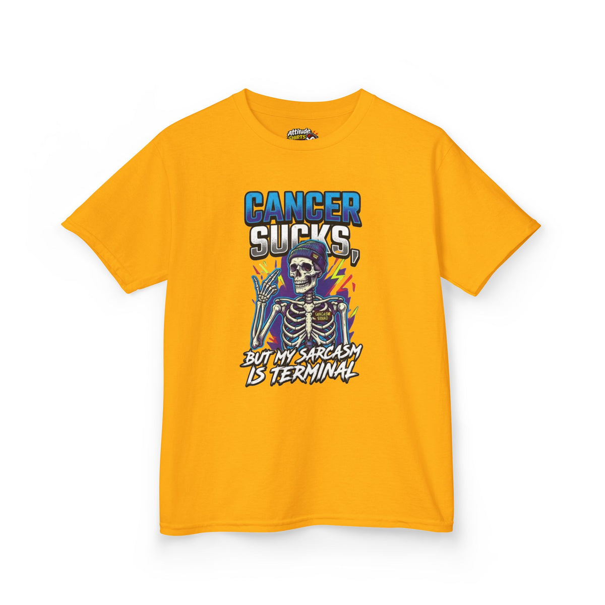 Color: Gold | Cancer Sucks But My Sarcasm Is Terminal Kids Tee