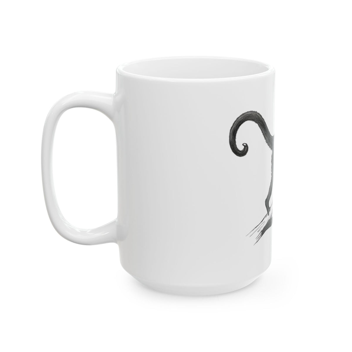 "Pencil Sketch Art Spider Monkey" White Ceramic Mug