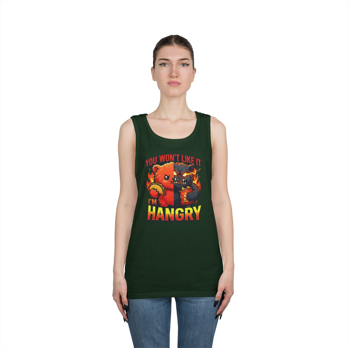 Color: Forest Green | You Won't Like It I'm Hangry Tank Top