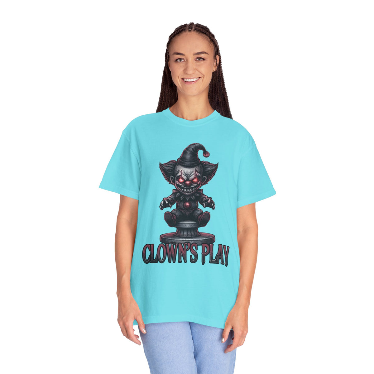 Color: Lagoon Blue | Clown Play Unisex Garment-Dyed Tee
