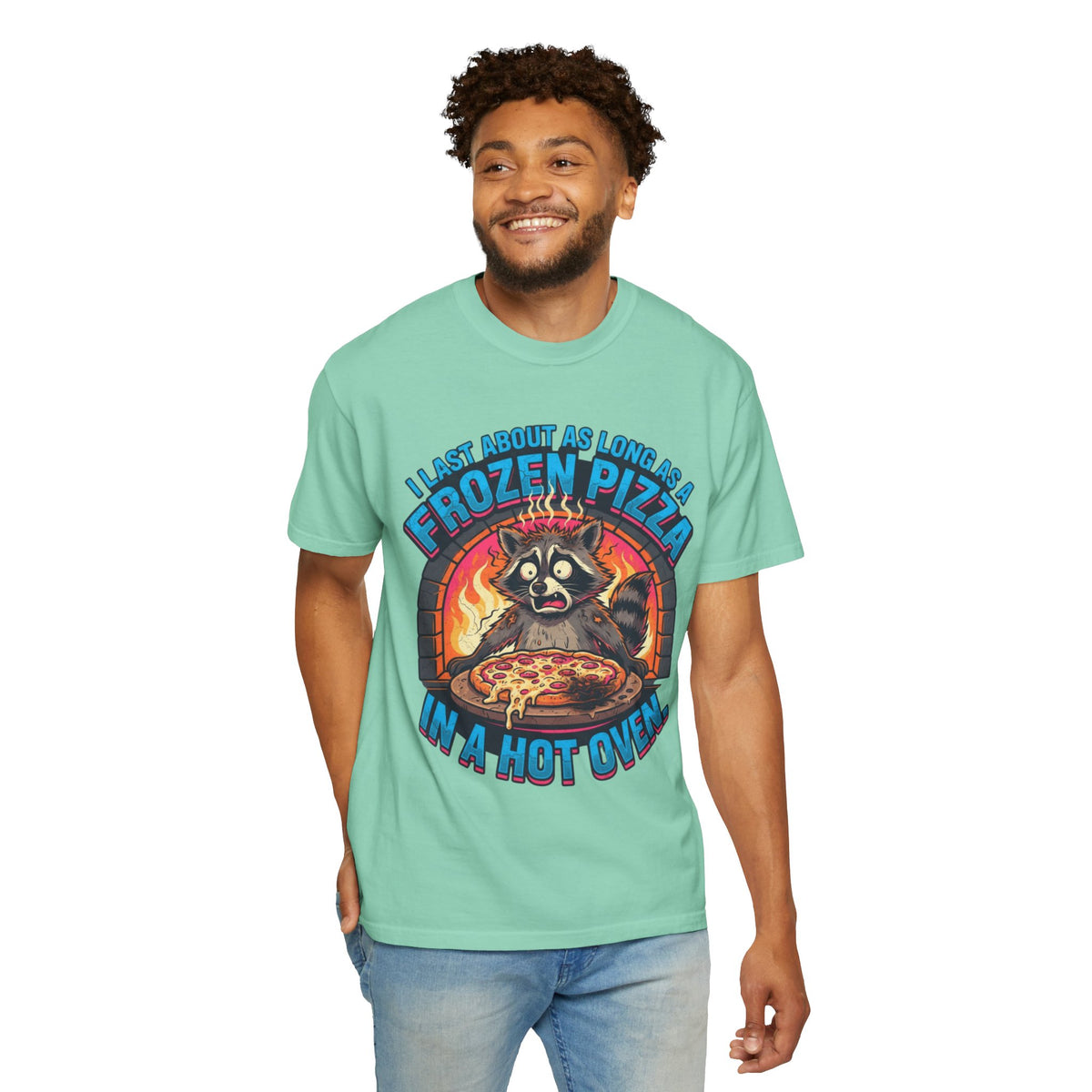 Color: Island Reef | Frozen Pizza in a Hot Oven Unisex Garment-Dyed Tee