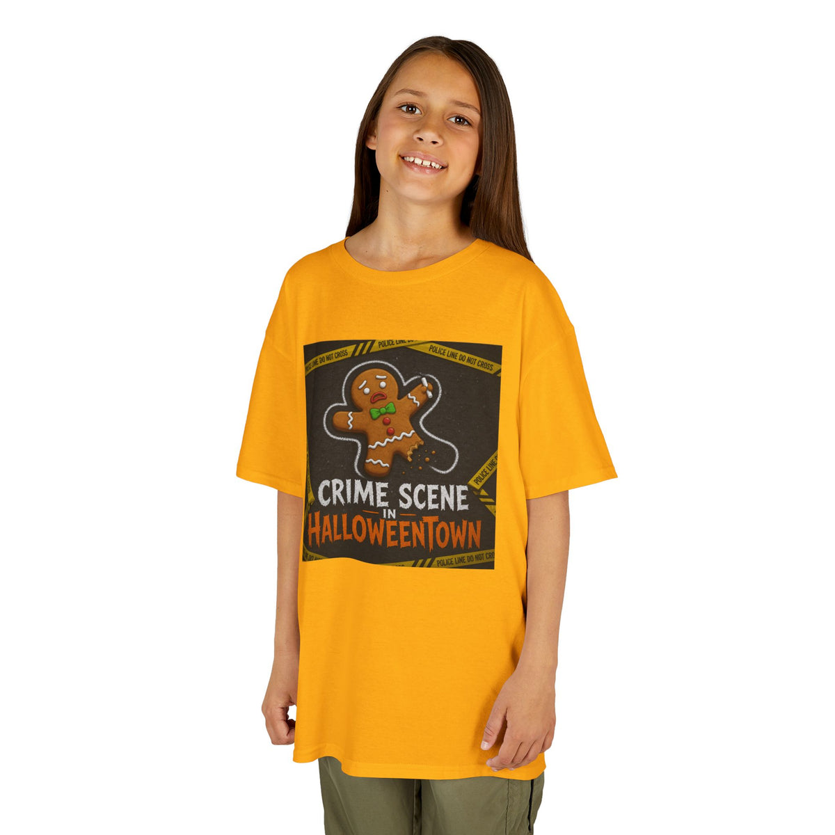 Color: Gold | Crime Scene in Halloweentown Kids Tee