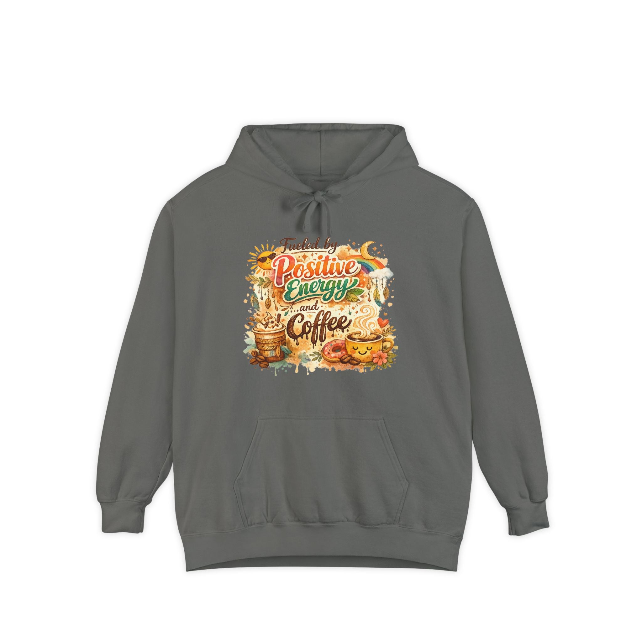 Positive Energy (It's Just Coffee) | Garment-Dyed Hoodie — AttitudeShirts