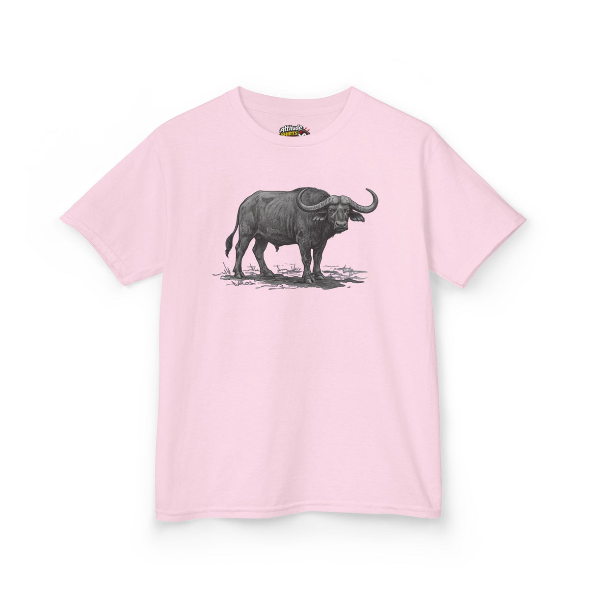"Pencil Sketch Art Cape Buffalo" Kids Tee