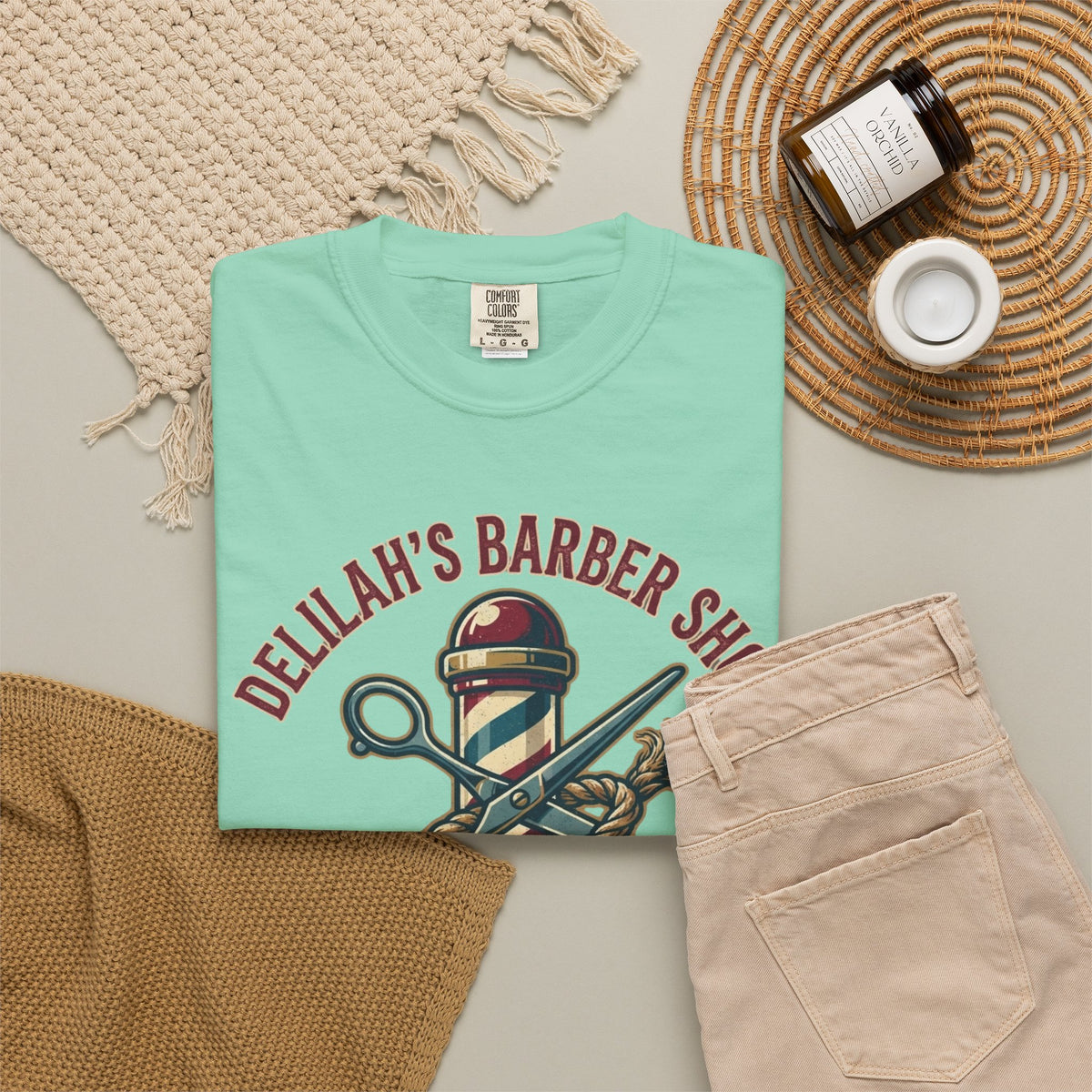 "Good Book Series Delilah's Barber Shop" Unisex Garment-Dyed Tee