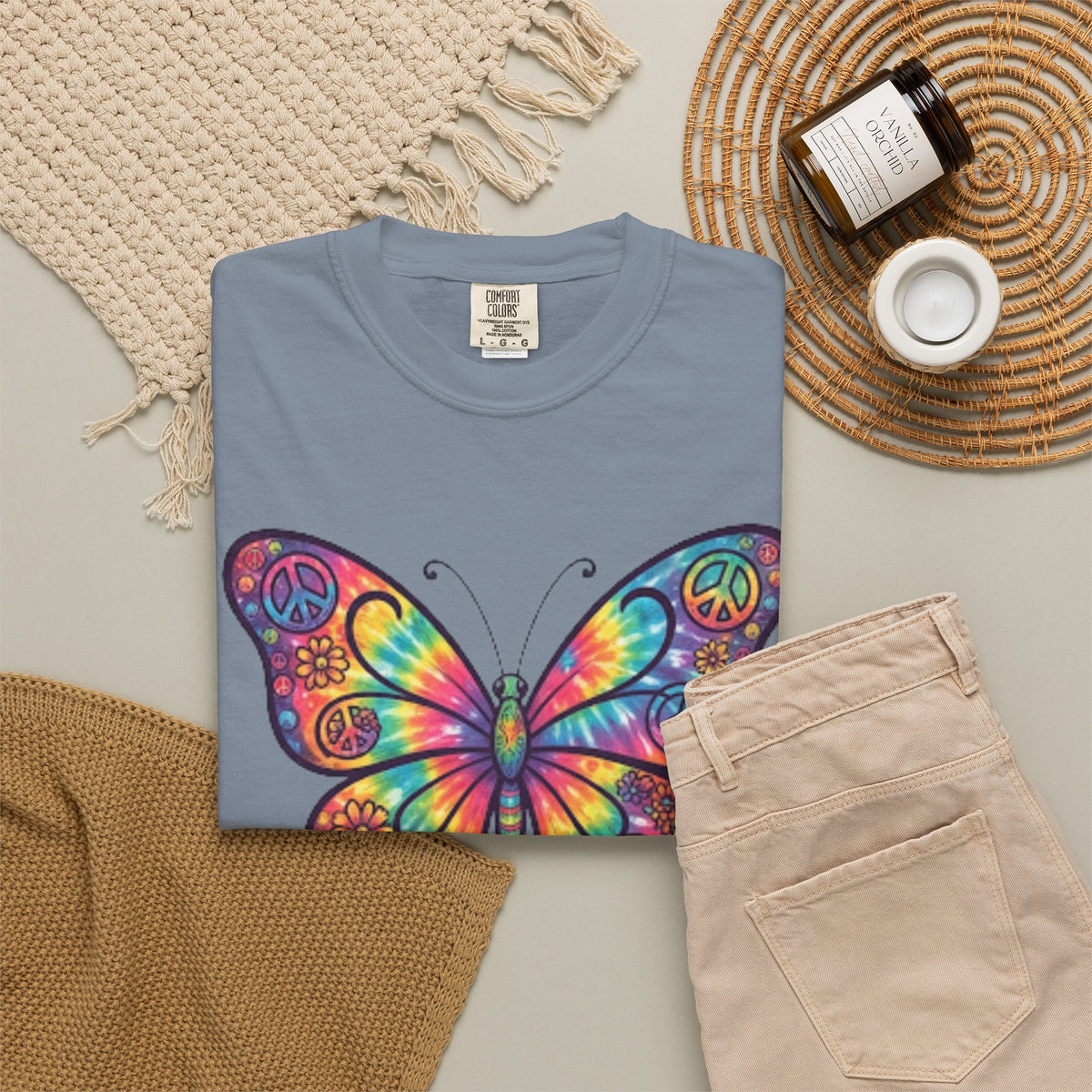 "Hippy Butterfly" Unisex Garment-Dyed Tee