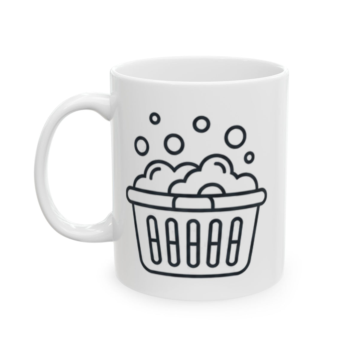 "Mental Health Day - Laundry Edition" White Ceramic Mug — Graphic