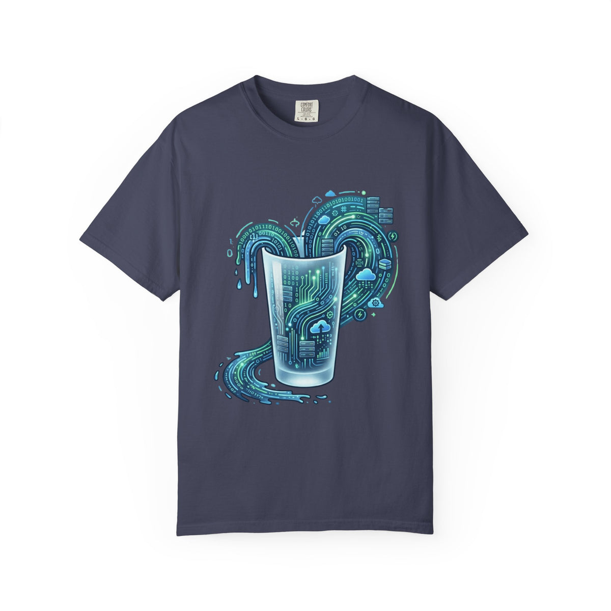 Color: Denim | Glass of Data Unisex Garment-Dyed T-shirt