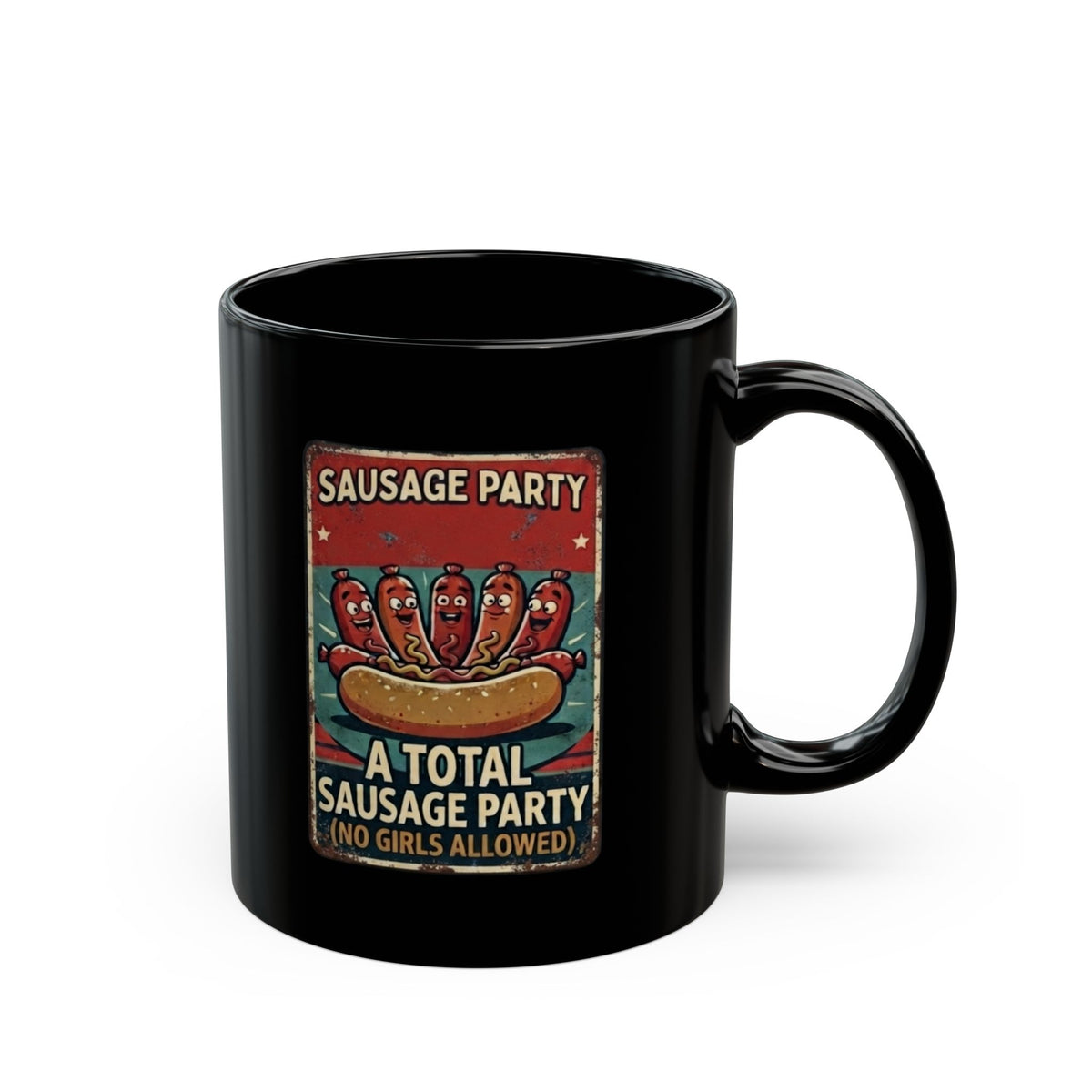 "Sausage Party" Black Ceramic Mug