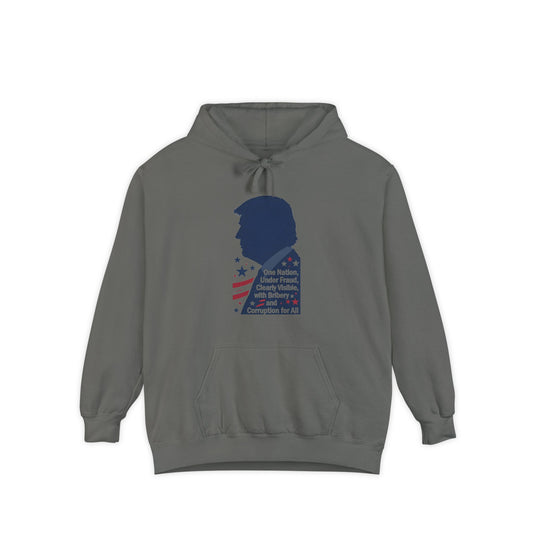 Color: Grey | One Nation Under Fraud | Garment-Dyed Hoodie — AttitudeShirts