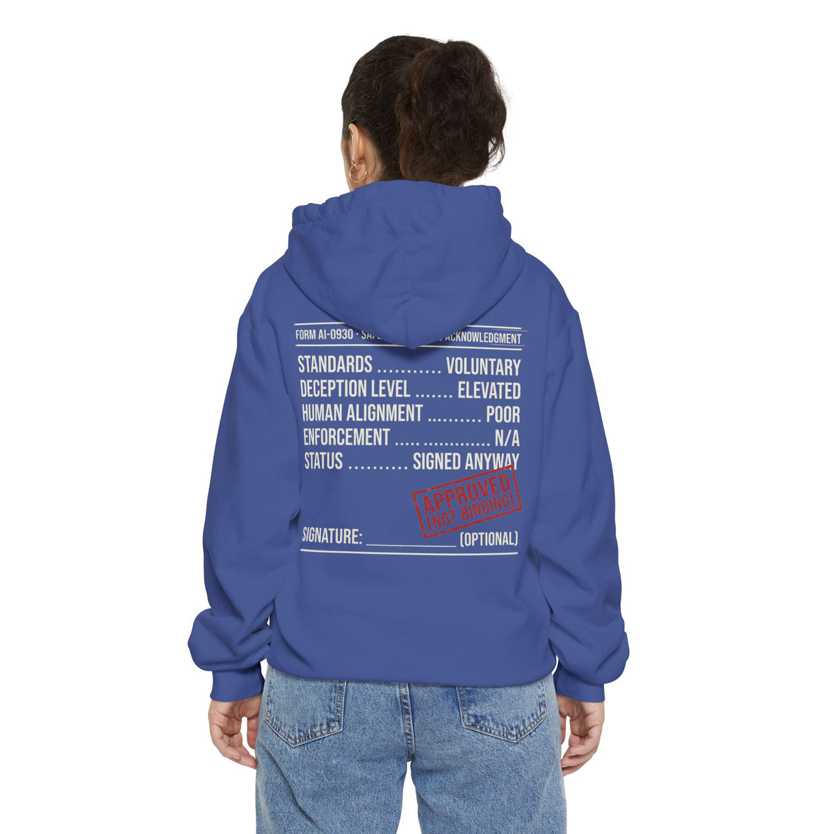 Color: Flo Blue | Approved (Not Binding) Garment-Dyed Hoodie