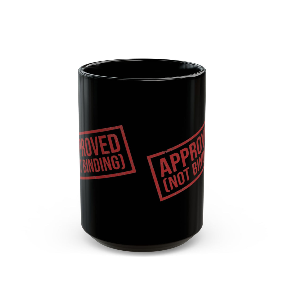 "Approved (Not Binding)" Black Ceramic Mug — Graphic