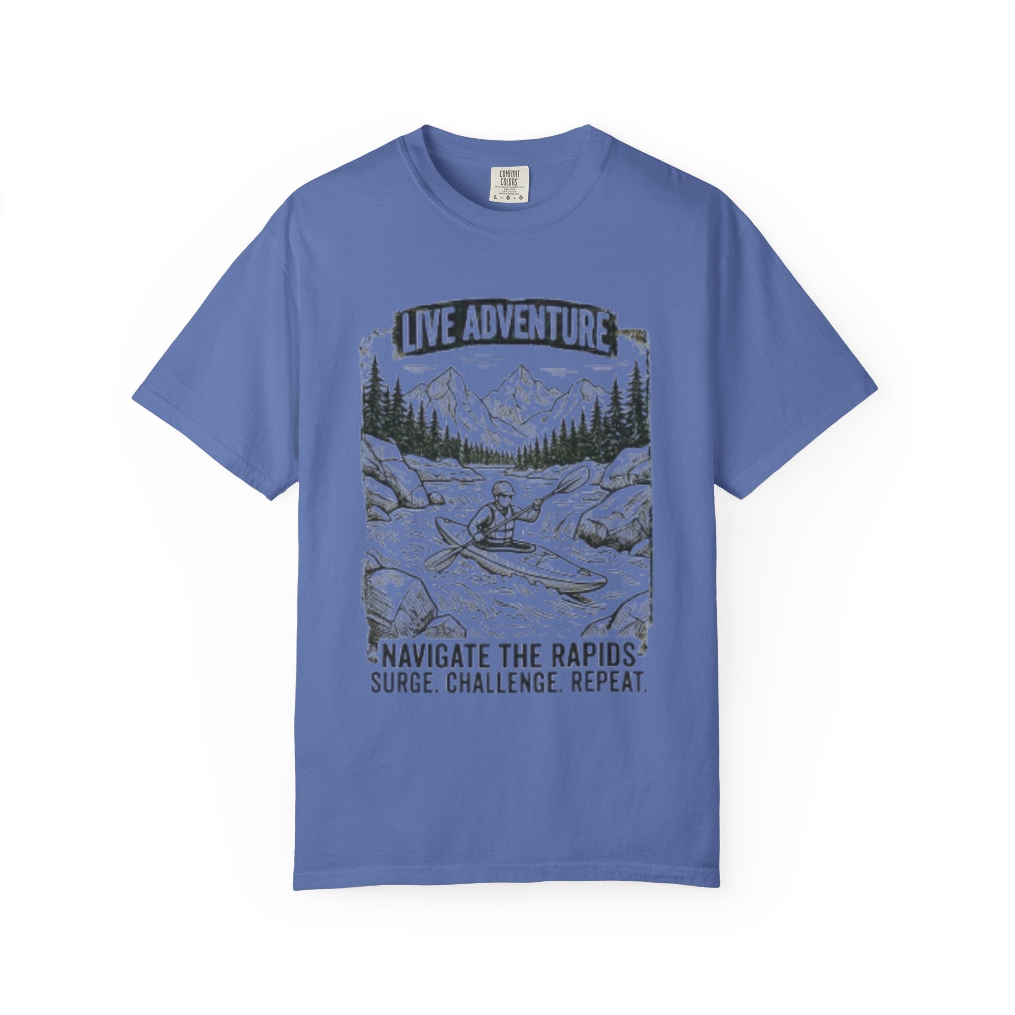 "Live Adventure - Kayak" Unisex Garment-Dyed Tee