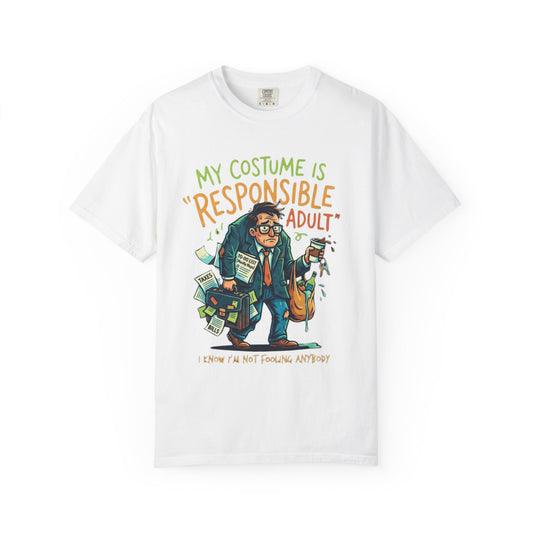 Color: White | Responsible Adult Costume Unisex Garment-Dyed Tee